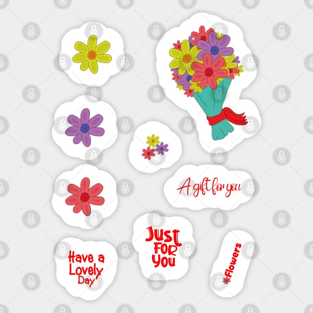 A colorful bouquet of flowers Gift Set Pack Sticker by DiegoCarvalho